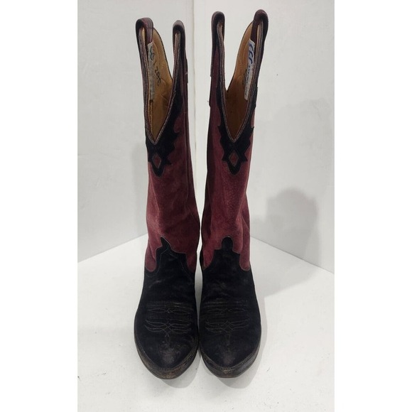 Anderson Bean 4170C Suede Cabernet Black Womens Western Boots Size 4 Made In USA - Picture 3 of 14